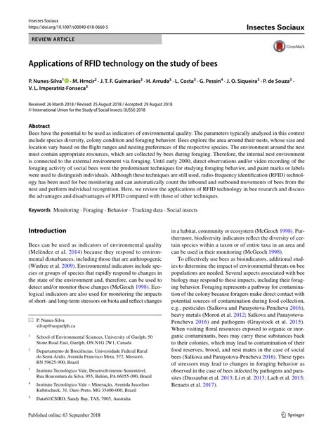 Applications of RFID technology on the study of bees